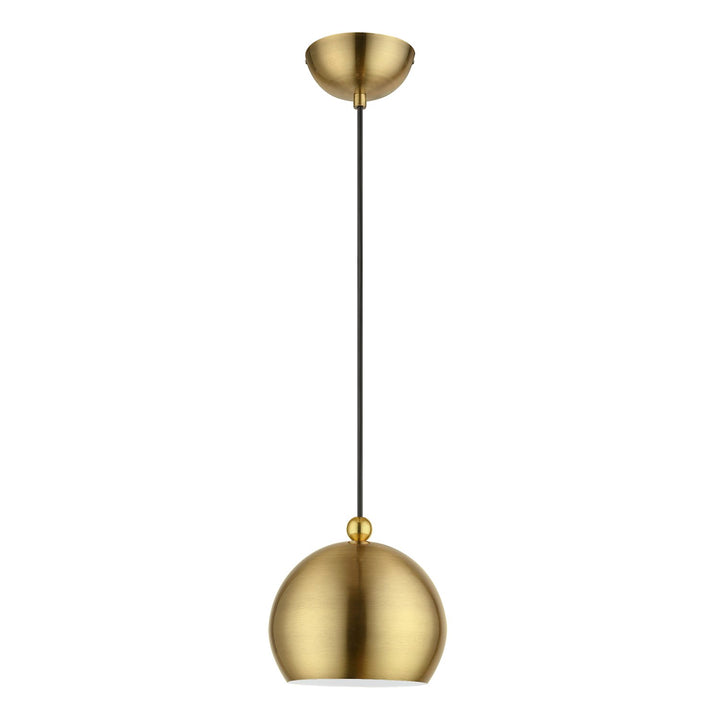 1 Light Antique Brass With Polished Brass Accents Globe Mini Pendant