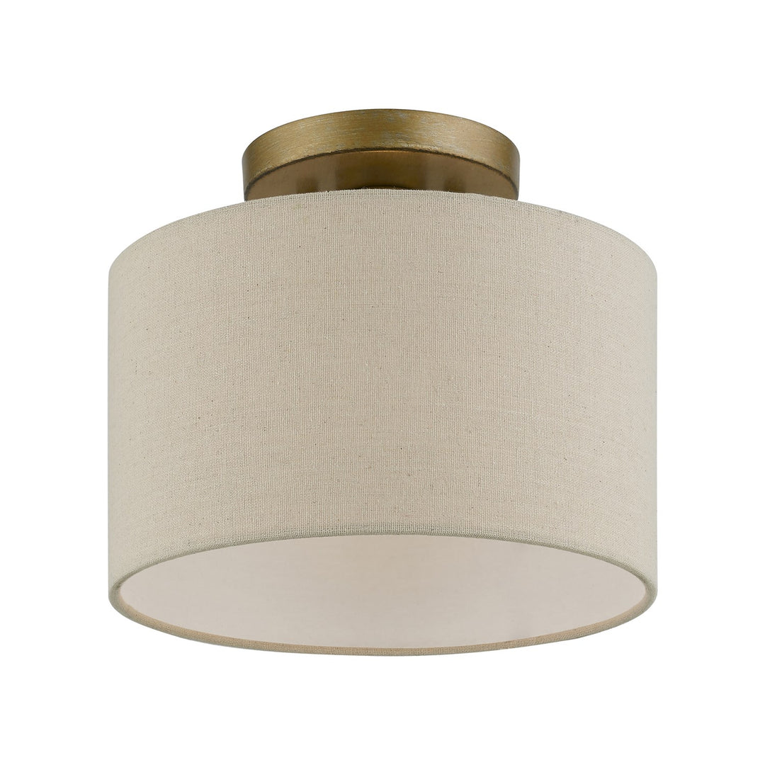 1 Light Antique Gold Leaf With White Accents Small Semi-Flush by Livex Lighting