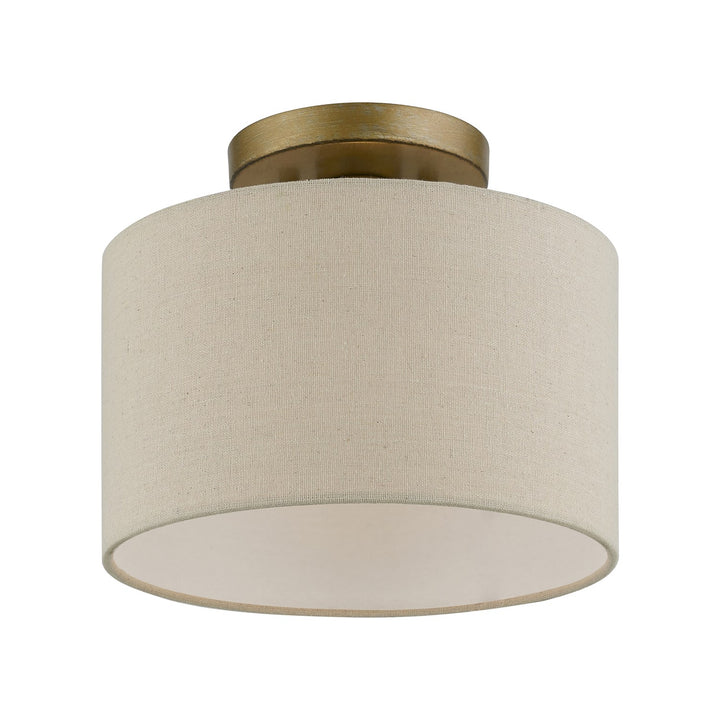 1 Light Antique Gold Leaf With White Accents Small Semi-Flush by Livex Lighting
