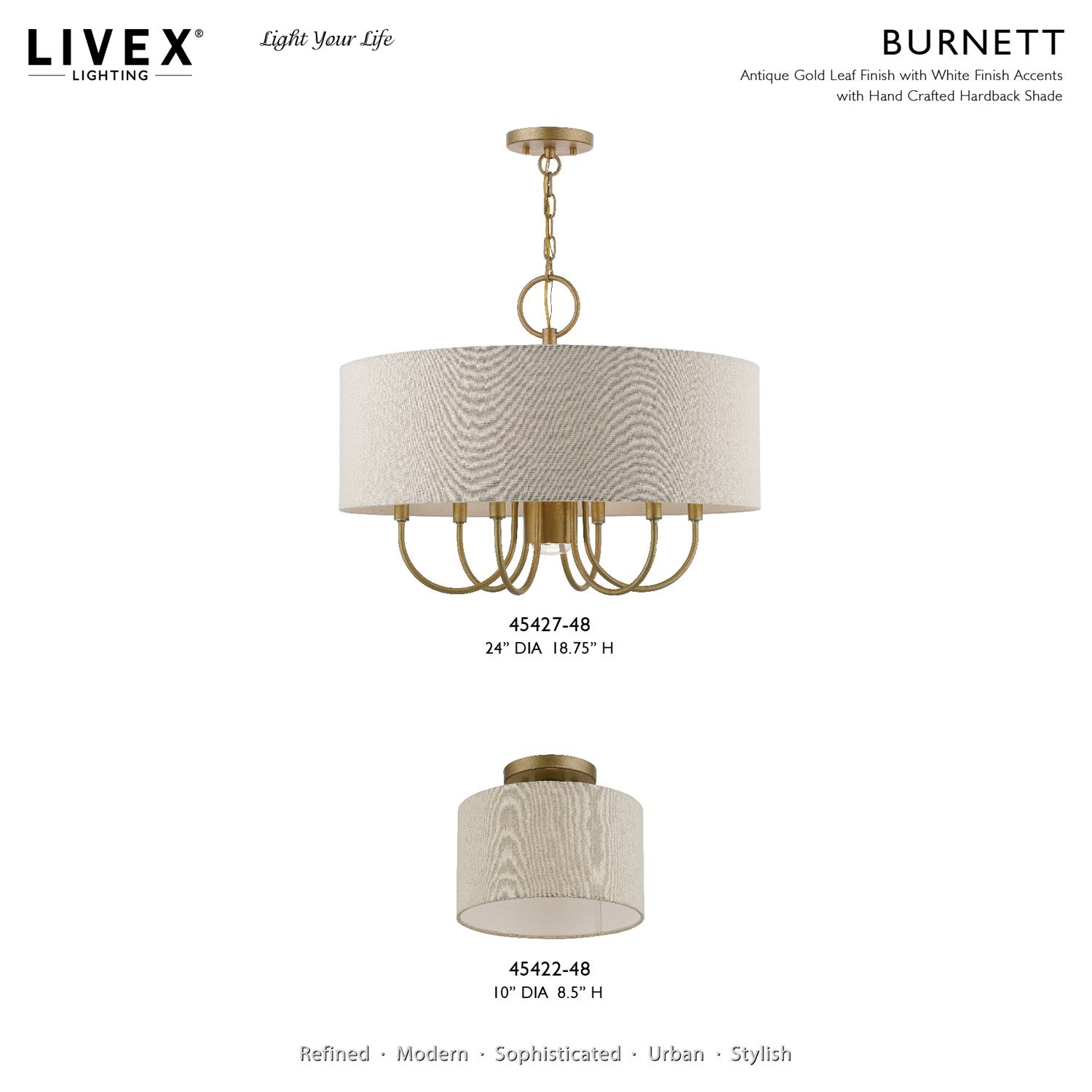 1 Light Antique Gold Leaf With White Accents Small Semi-Flush