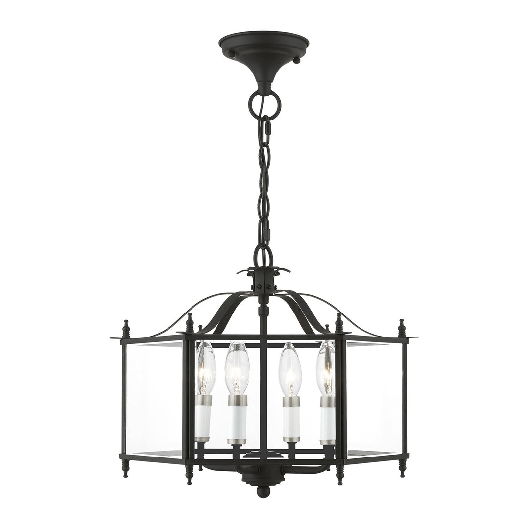 4 Light Black With Brushed Nickel Accents Convertible Pendant / Semi-Flush by Livex Lighting