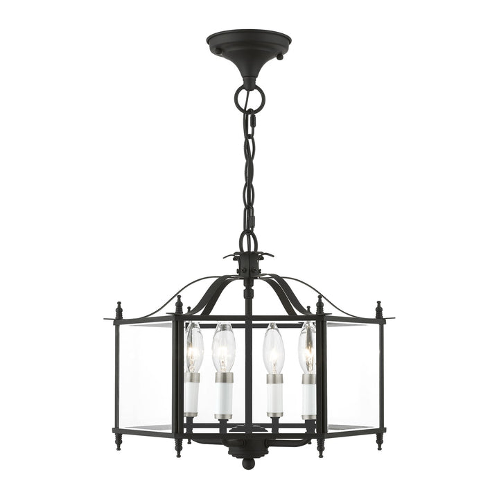 4 Light Black With Brushed Nickel Accents Convertible Pendant / Semi-Flush by Livex Lighting