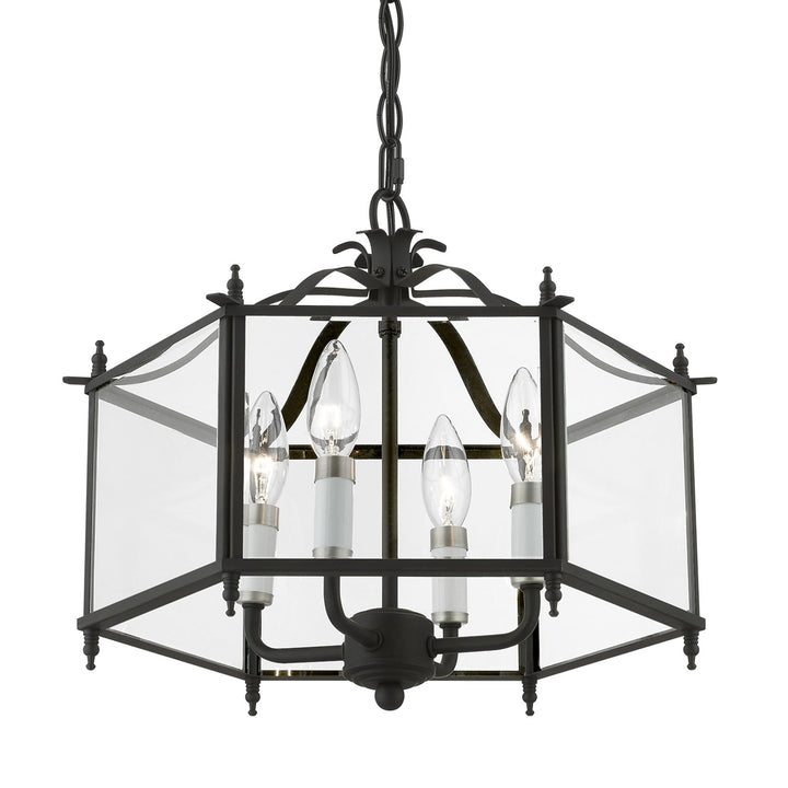 4 Light Black With Brushed Nickel Accents Convertible Pendant / Semi-Flush