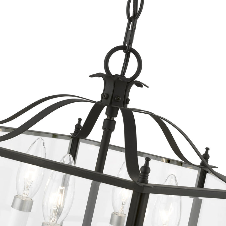 4 Light Black With Brushed Nickel Accents Convertible Pendant / Semi-Flush