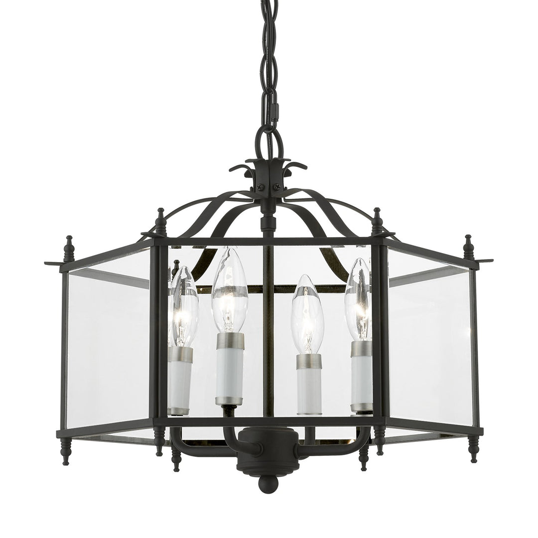 4 Light Black With Brushed Nickel Accents Convertible Pendant / Semi-Flush