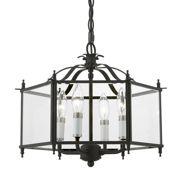 4 Light Black With Brushed Nickel Accents Convertible Pendant / Semi-Flush