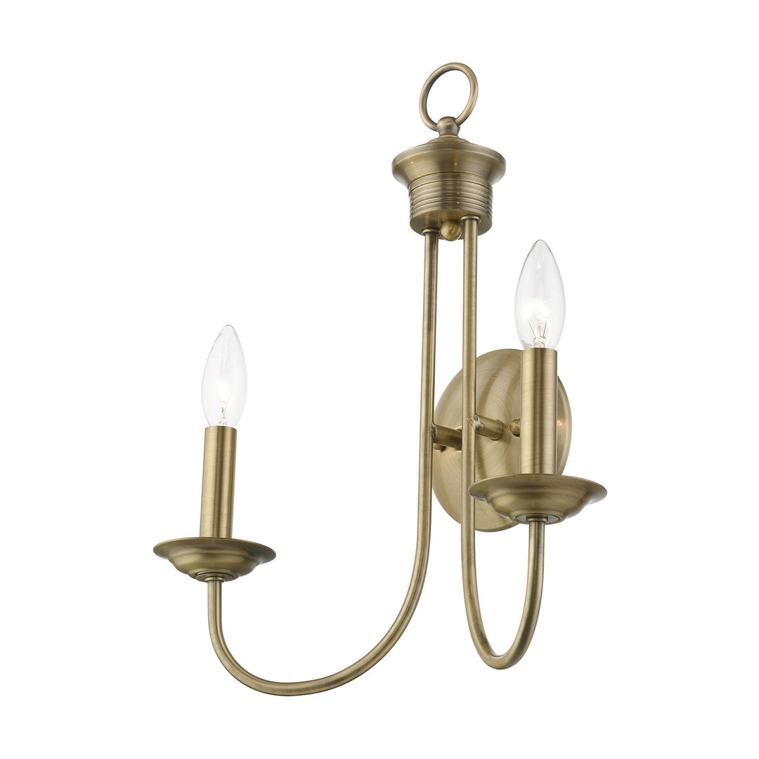 2 Light Antique Brass Double Sconce