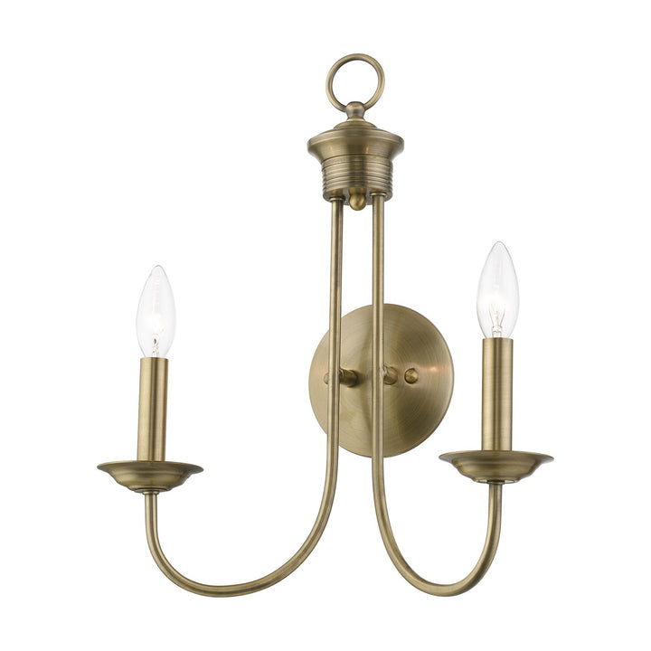 2 Light Antique Brass Double Sconce