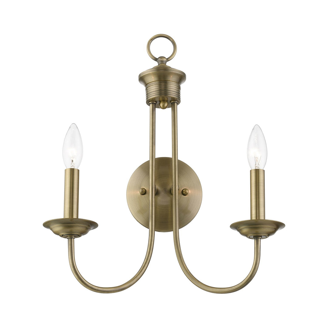 2 Light Antique Brass Double Sconce