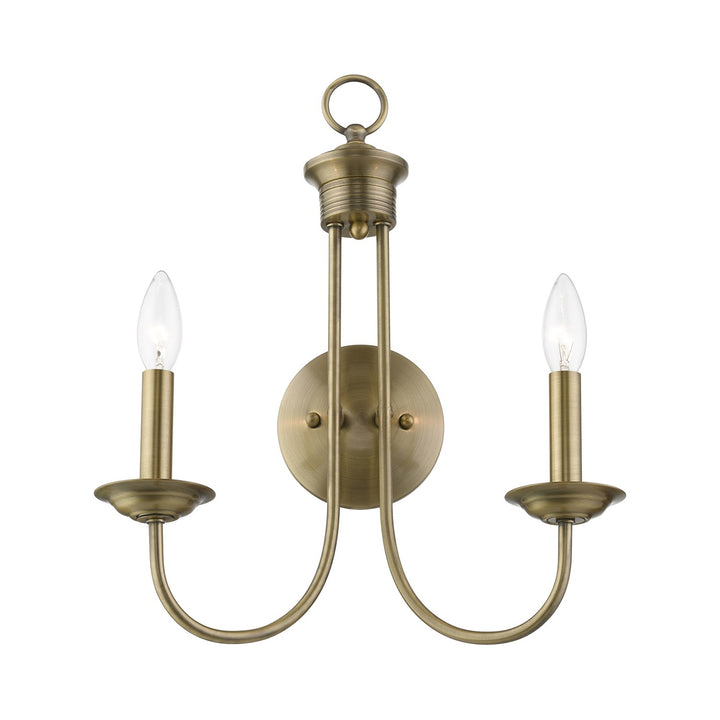 2 Light Antique Brass Double Sconce