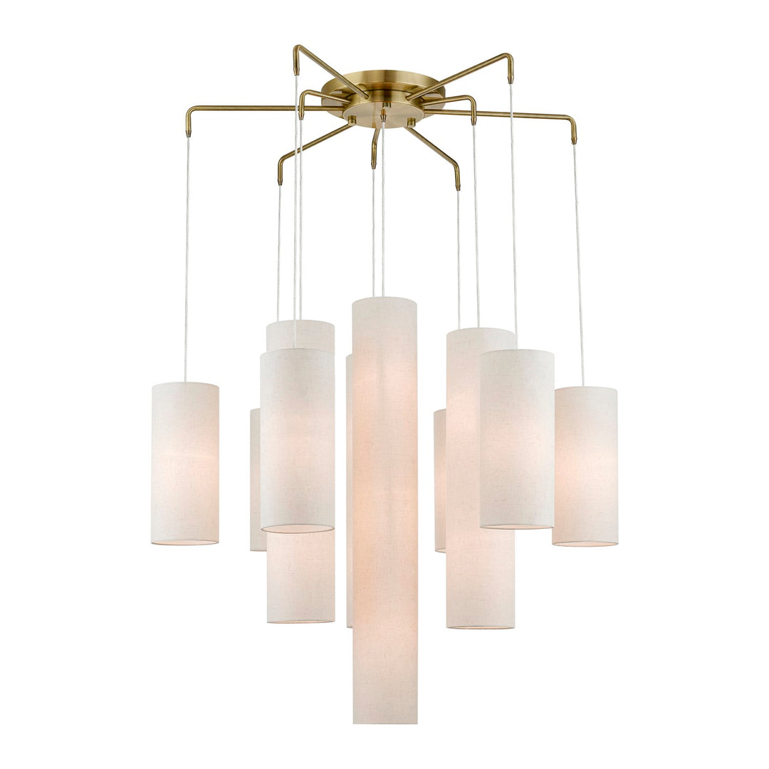 15 Light Antique Brass Foyer Chandelier by Livex Lighting