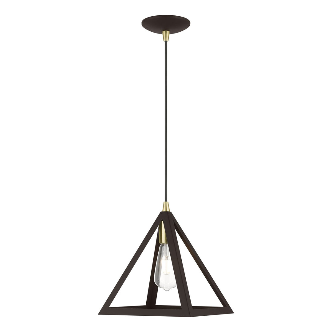 1 Light Bronze With Antique Brass Accents Pendant by Livex Lighting