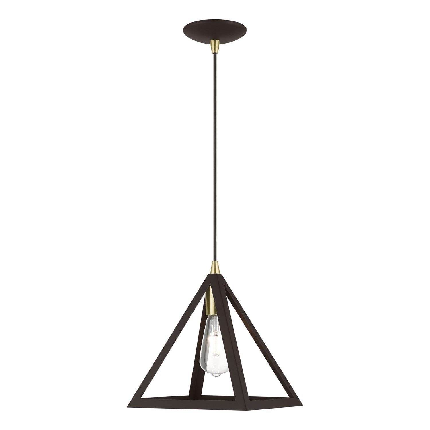 1 Light Bronze With Antique Brass Accents Pendant by Livex Lighting