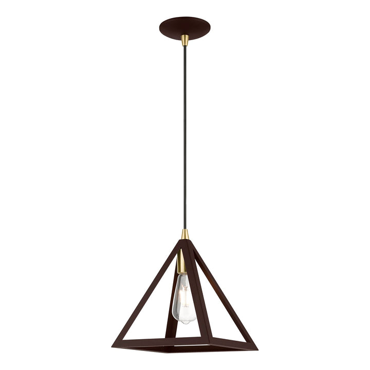 1 Light Bronze With Antique Brass Accents Pendant