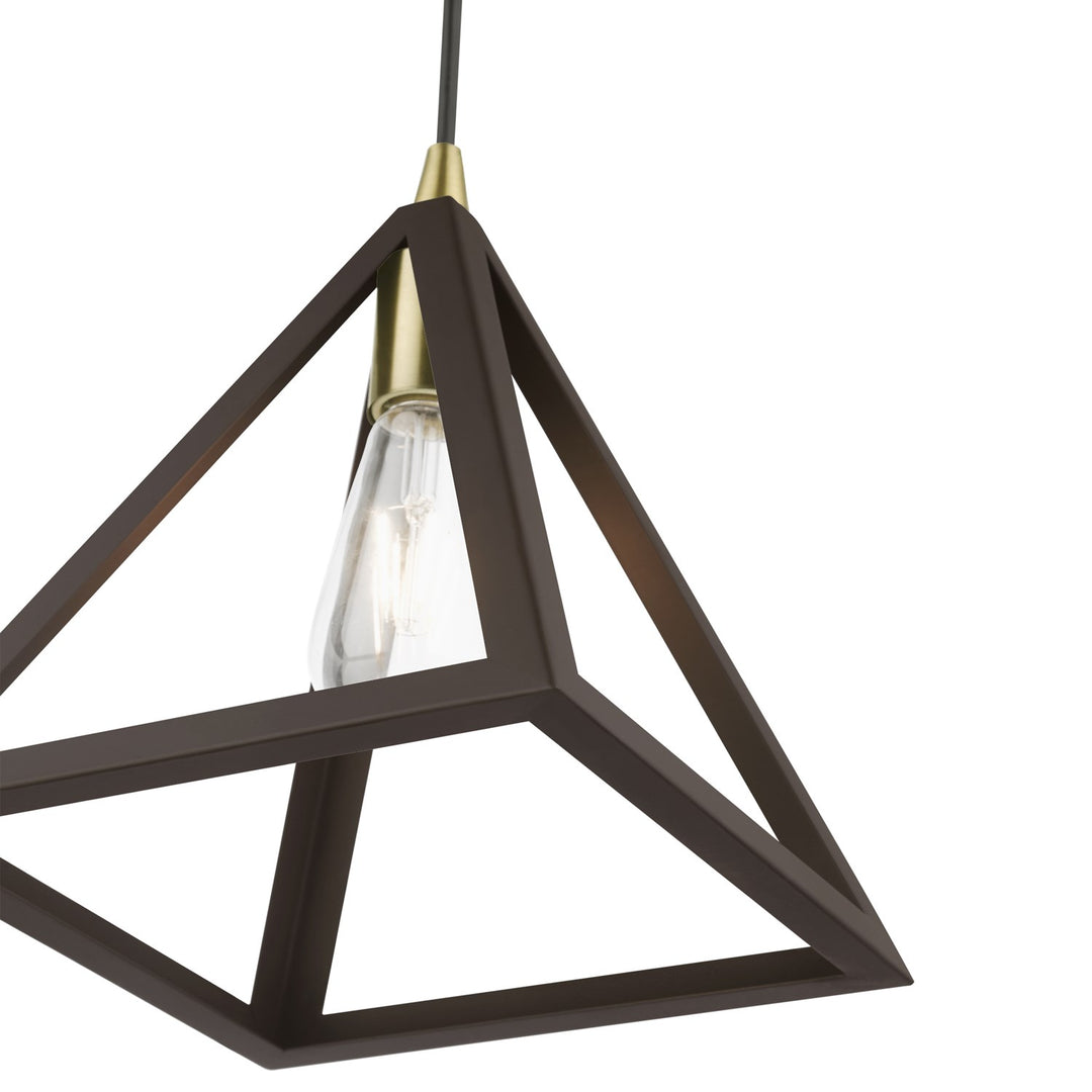 1 Light Bronze With Antique Brass Accents Pendant