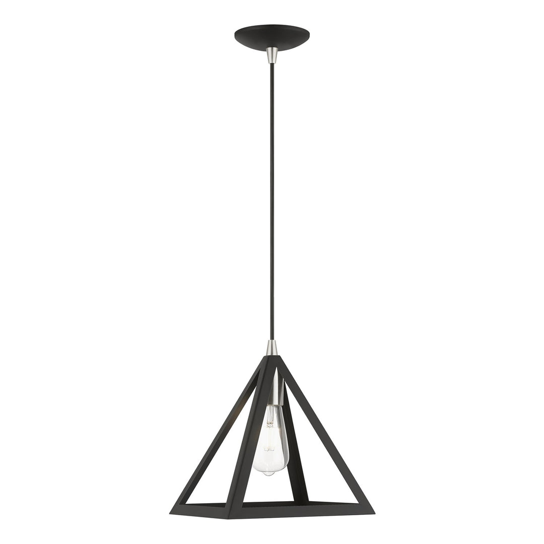 1 Light Black With Brushed Nickel Accents Pendant by Livex Lighting