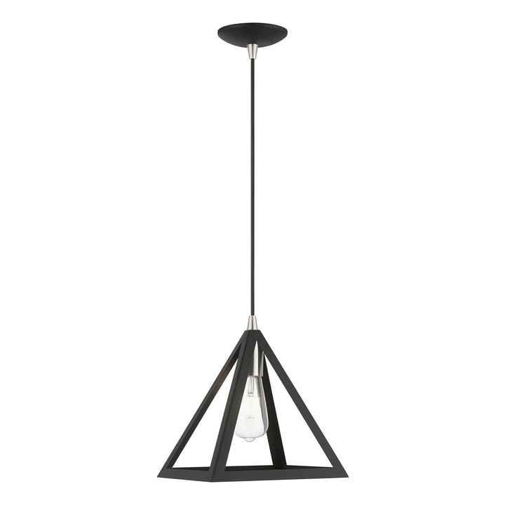 1 Light Black With Brushed Nickel Accents Pendant by Livex Lighting