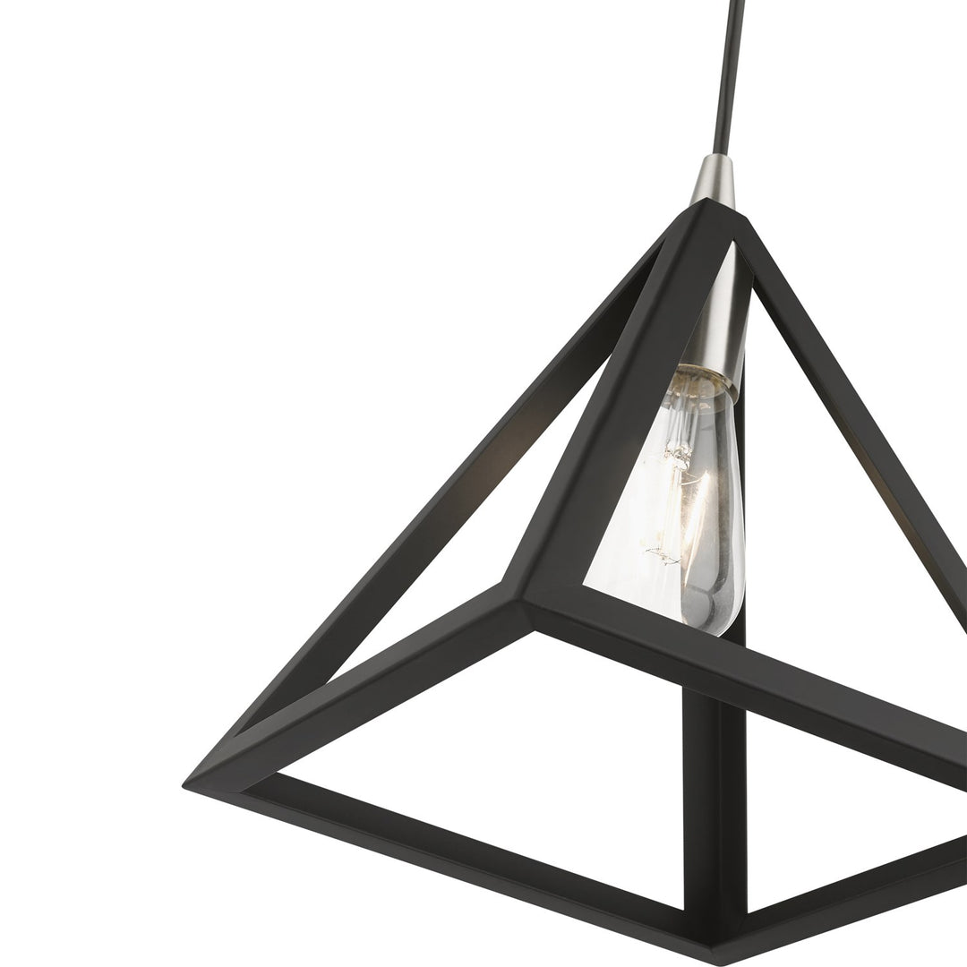 1 Light Black With Brushed Nickel Accents Pendant