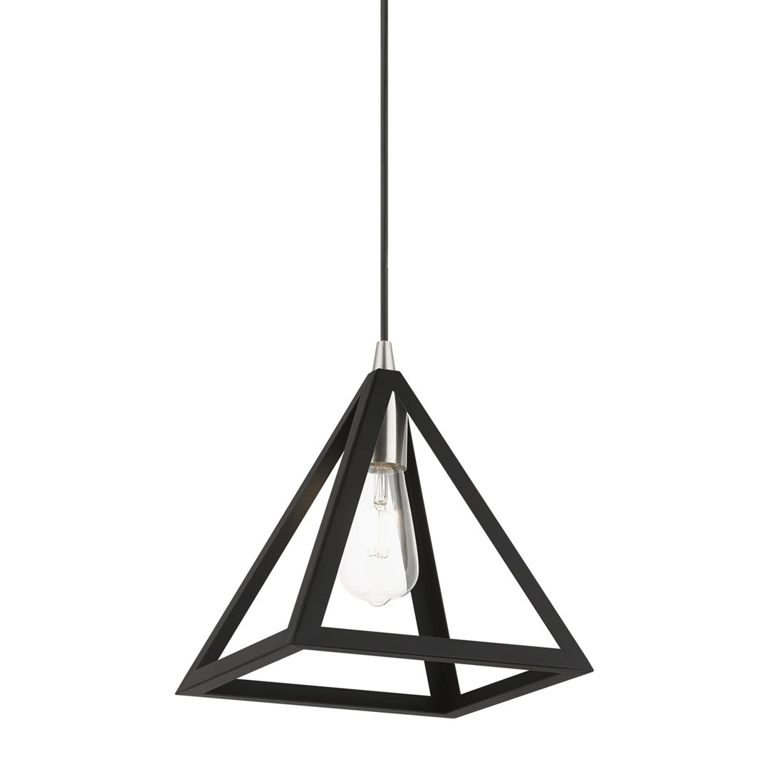 1 Light Black With Brushed Nickel Accents Pendant