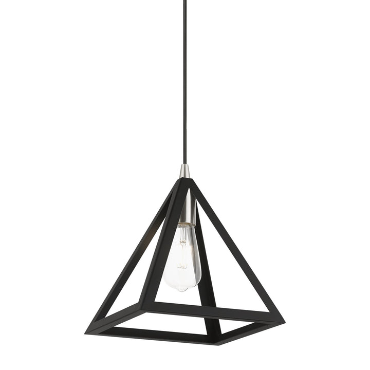 1 Light Black With Brushed Nickel Accents Pendant