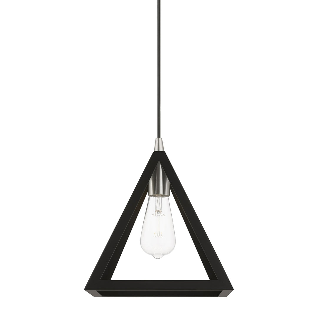 1 Light Black With Brushed Nickel Accents Pendant