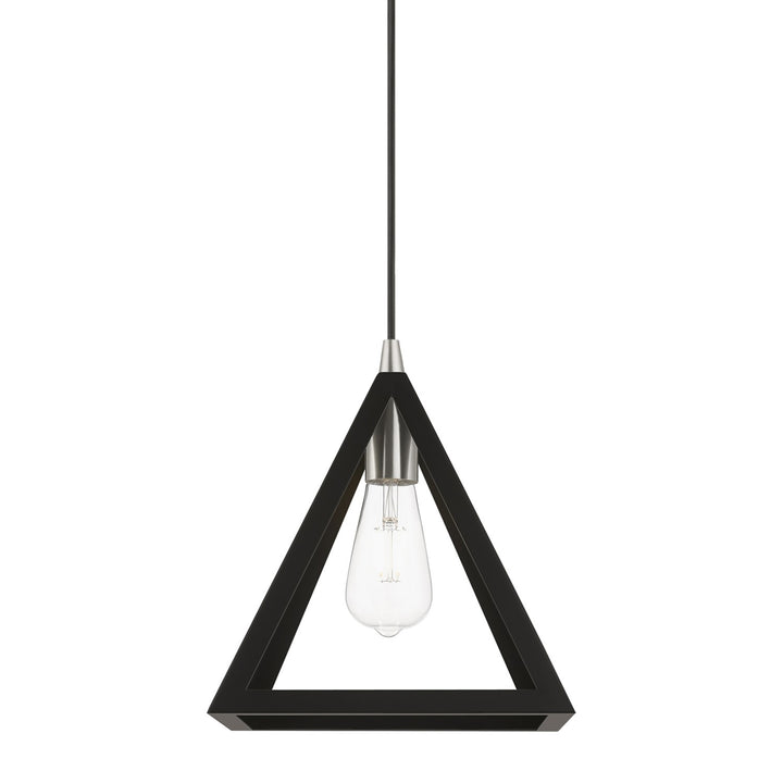 1 Light Black With Brushed Nickel Accents Pendant
