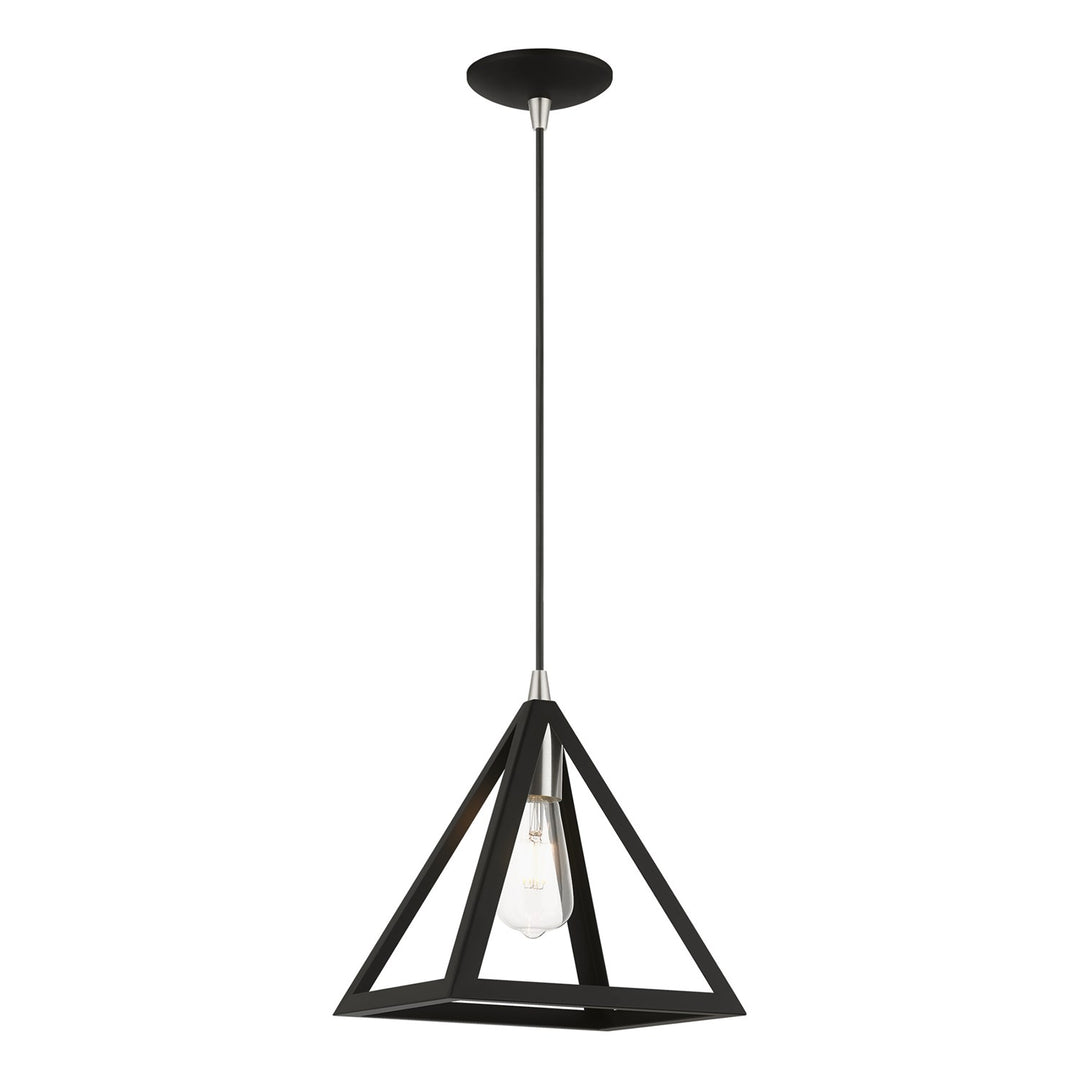 1 Light Black With Brushed Nickel Accents Pendant