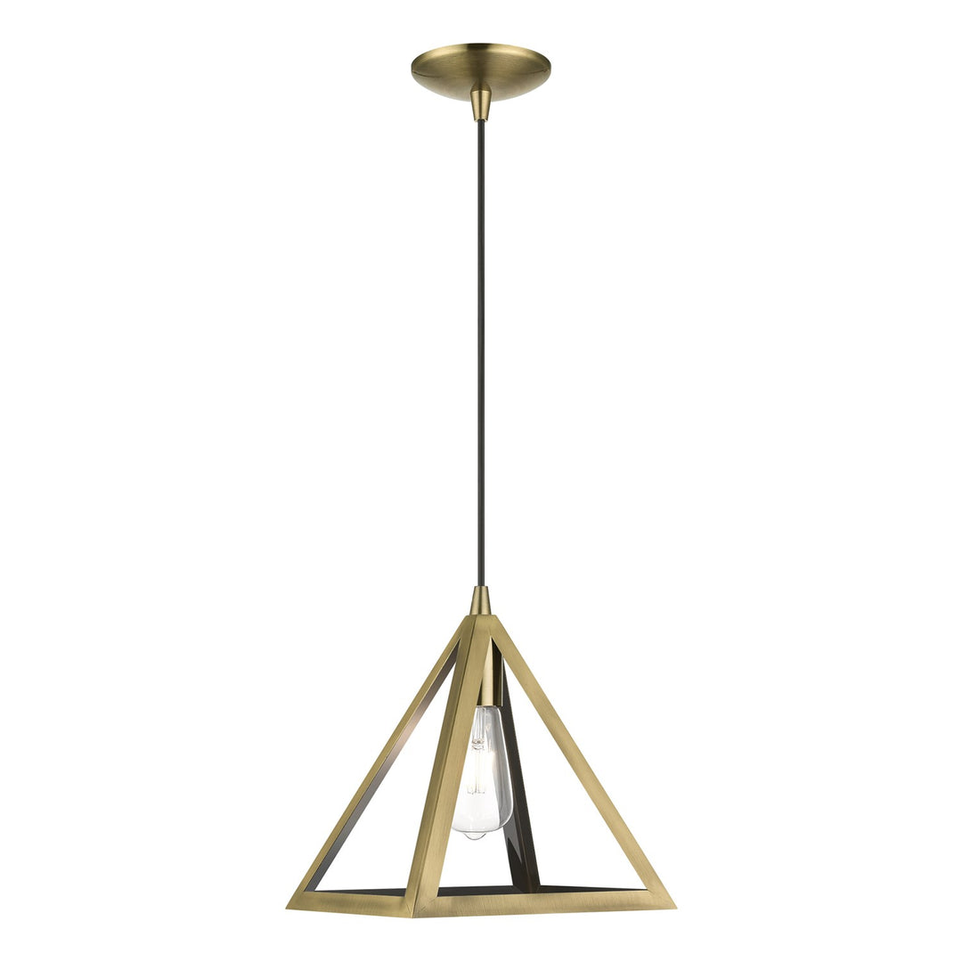 1 Light Antique Brass Pendant by Livex Lighting