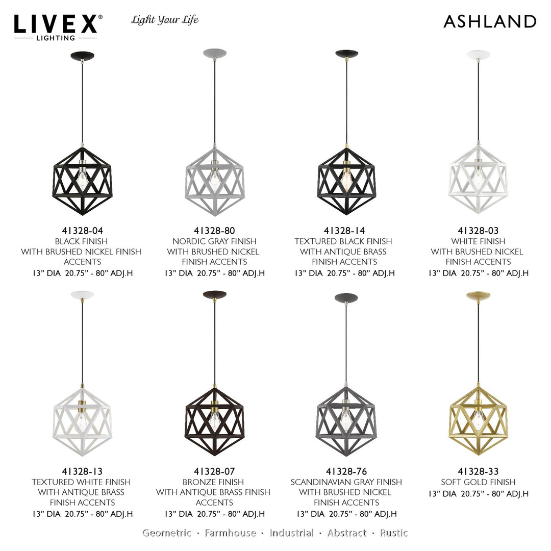 1 Light Bronze With Antique Brass Accents Pendant