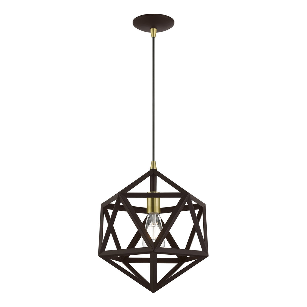 1 Light Bronze With Antique Brass Accents Pendant