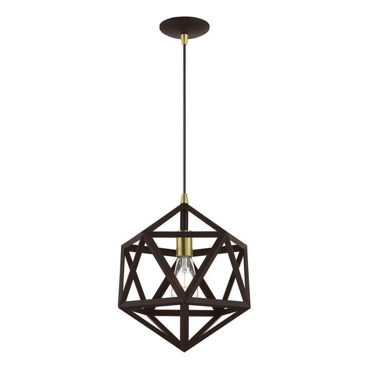 1 Light Bronze With Antique Brass Accents Pendant