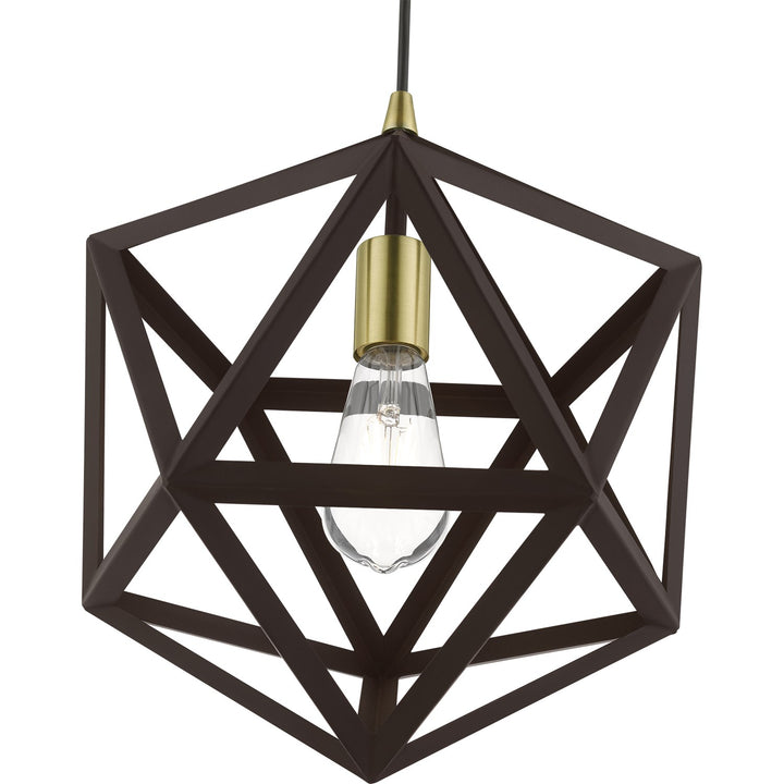 1 Light Bronze With Antique Brass Accents Pendant