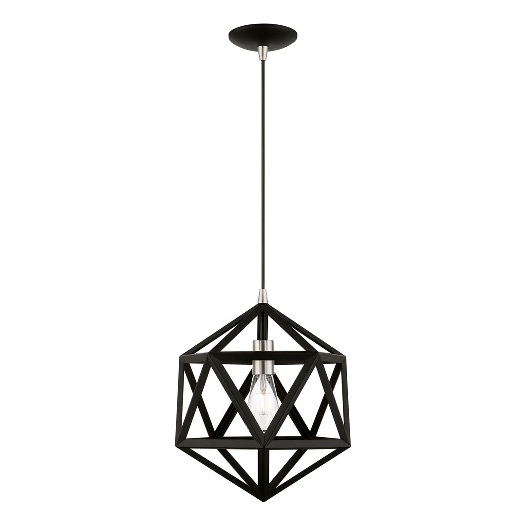 1 Light Black With Brushed Nickel Accents Pendant by Livex Lighting