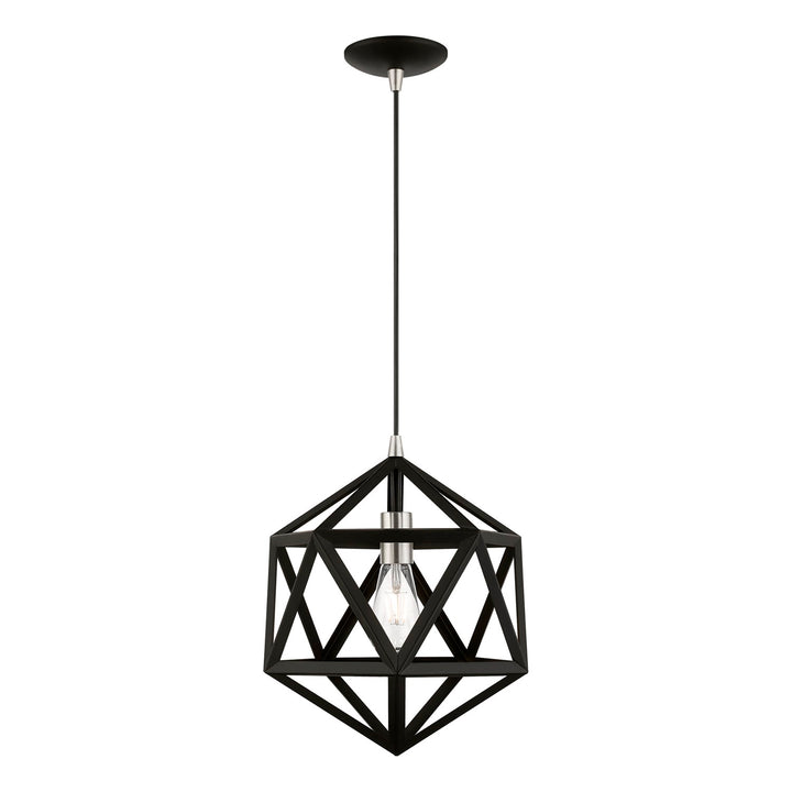 1 Light Black With Brushed Nickel Accents Pendant by Livex Lighting