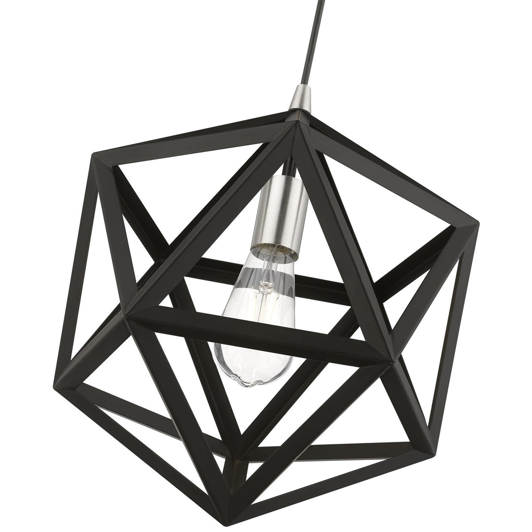 1 Light Black With Brushed Nickel Accents Pendant