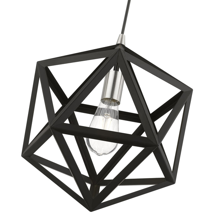 1 Light Black With Brushed Nickel Accents Pendant