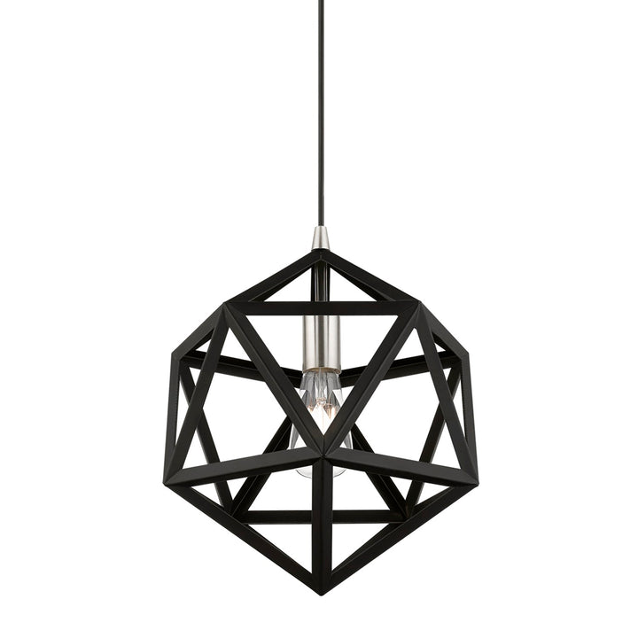 1 Light Black With Brushed Nickel Accents Pendant
