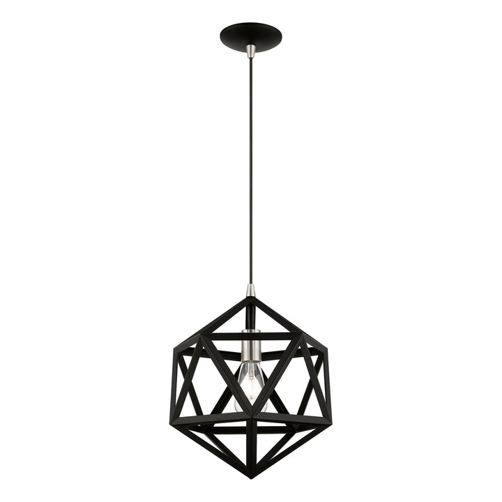 1 Light Black With Brushed Nickel Accents Pendant
