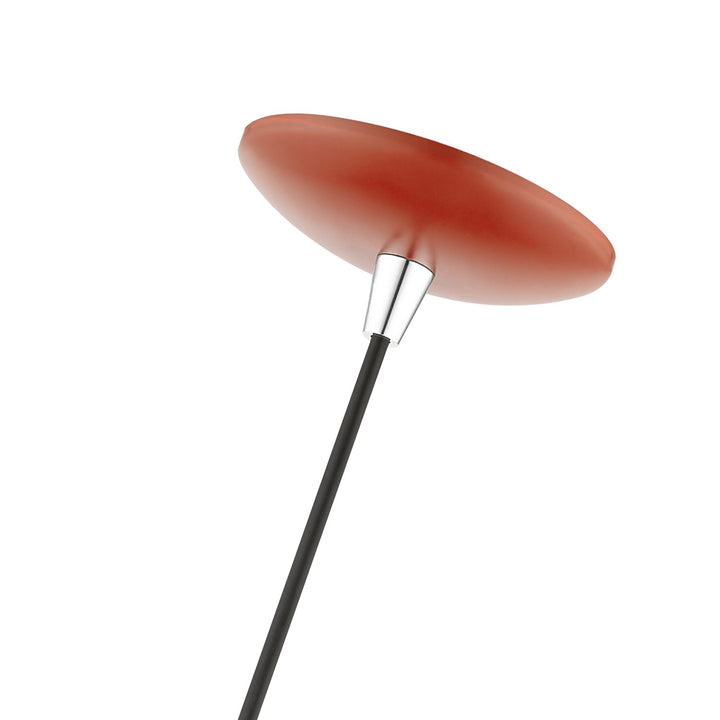 1 Light Shiny Red With Polished Chrome Accents Pendant