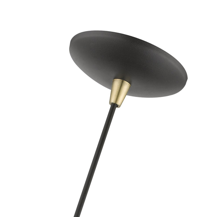 1 Light Textured Black With Antique Brass Accents Pendant