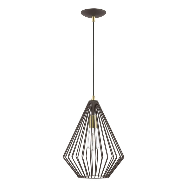 1 Light Bronze With Antique Brass Accents Pendant by Livex Lighting