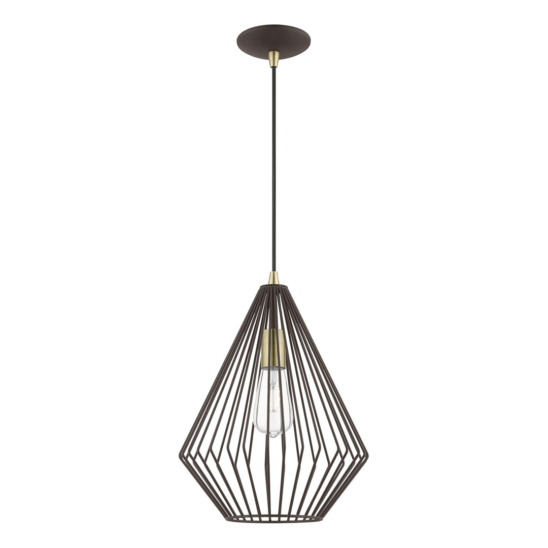 1 Light Bronze With Antique Brass Accents Pendant