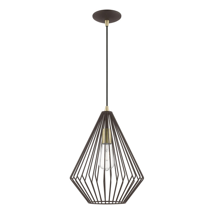 1 Light Bronze With Antique Brass Accents Pendant