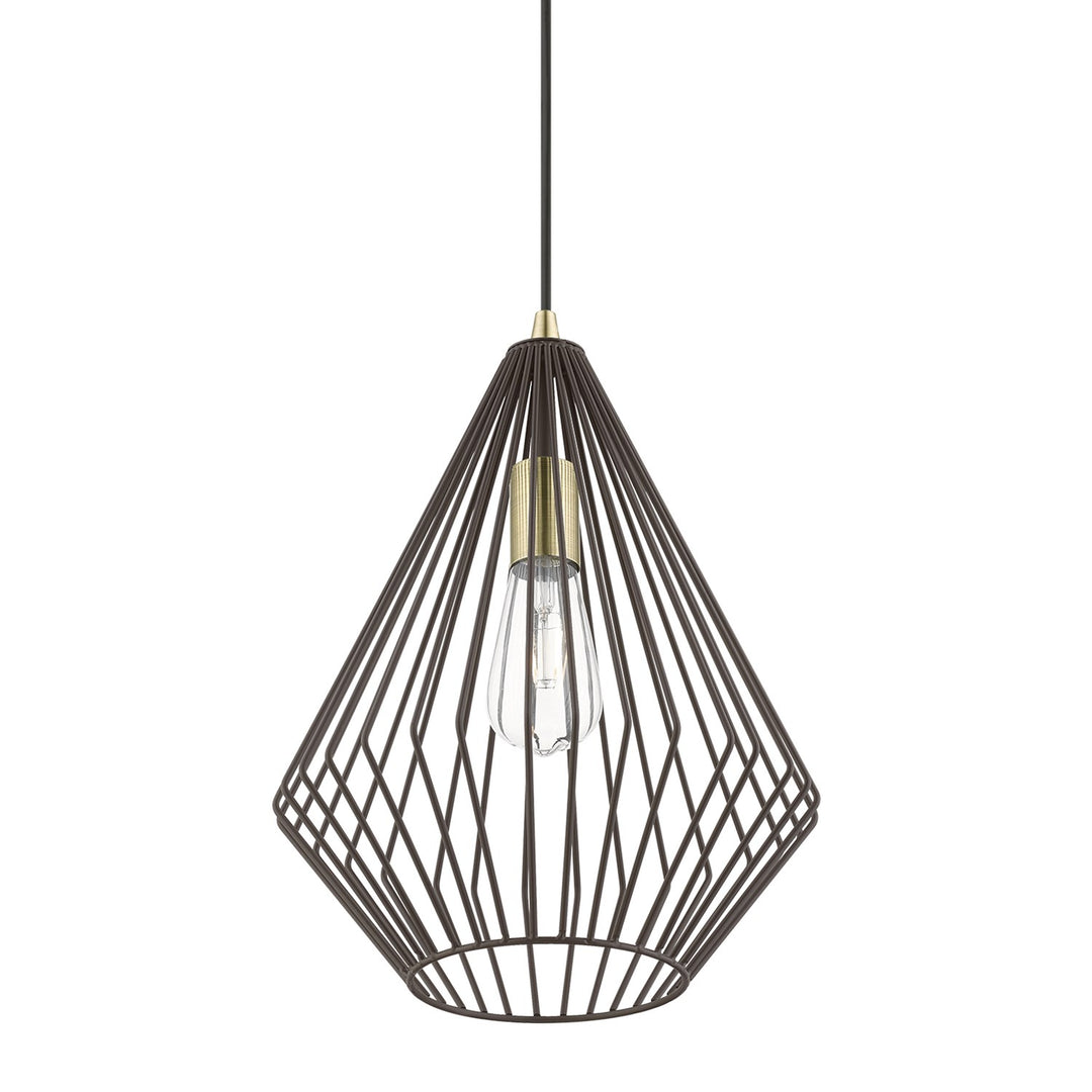 1 Light Bronze With Antique Brass Accents Pendant