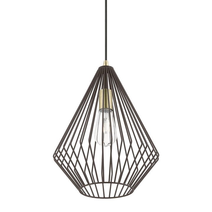 1 Light Bronze With Antique Brass Accents Pendant
