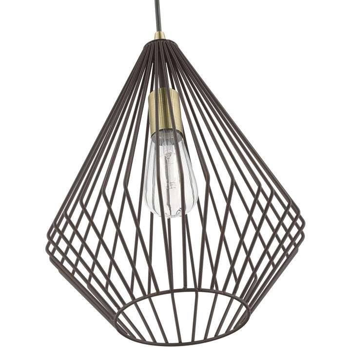 1 Light Bronze With Antique Brass Accents Pendant