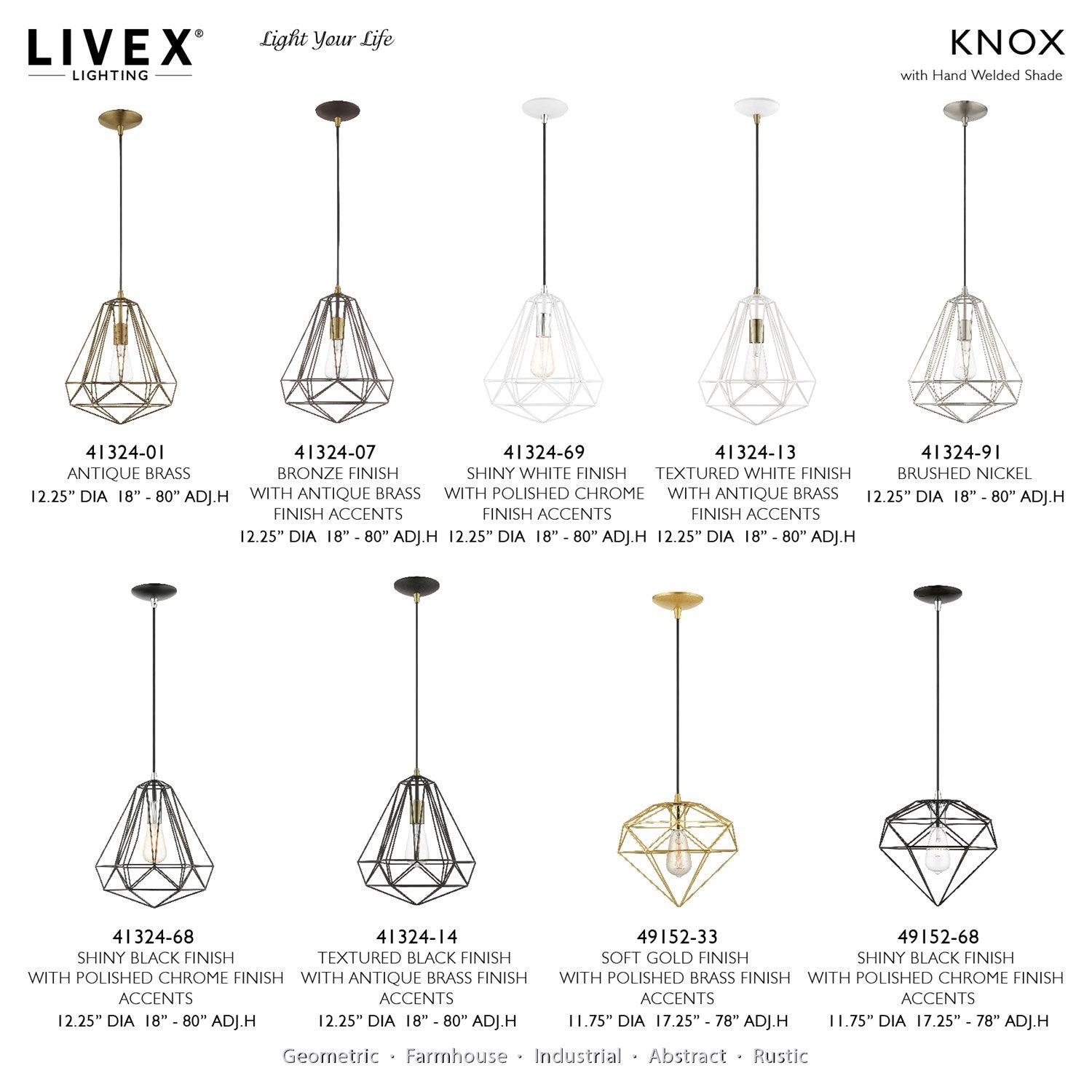 1 Light Textured White With Antique Brass Accents Pendant