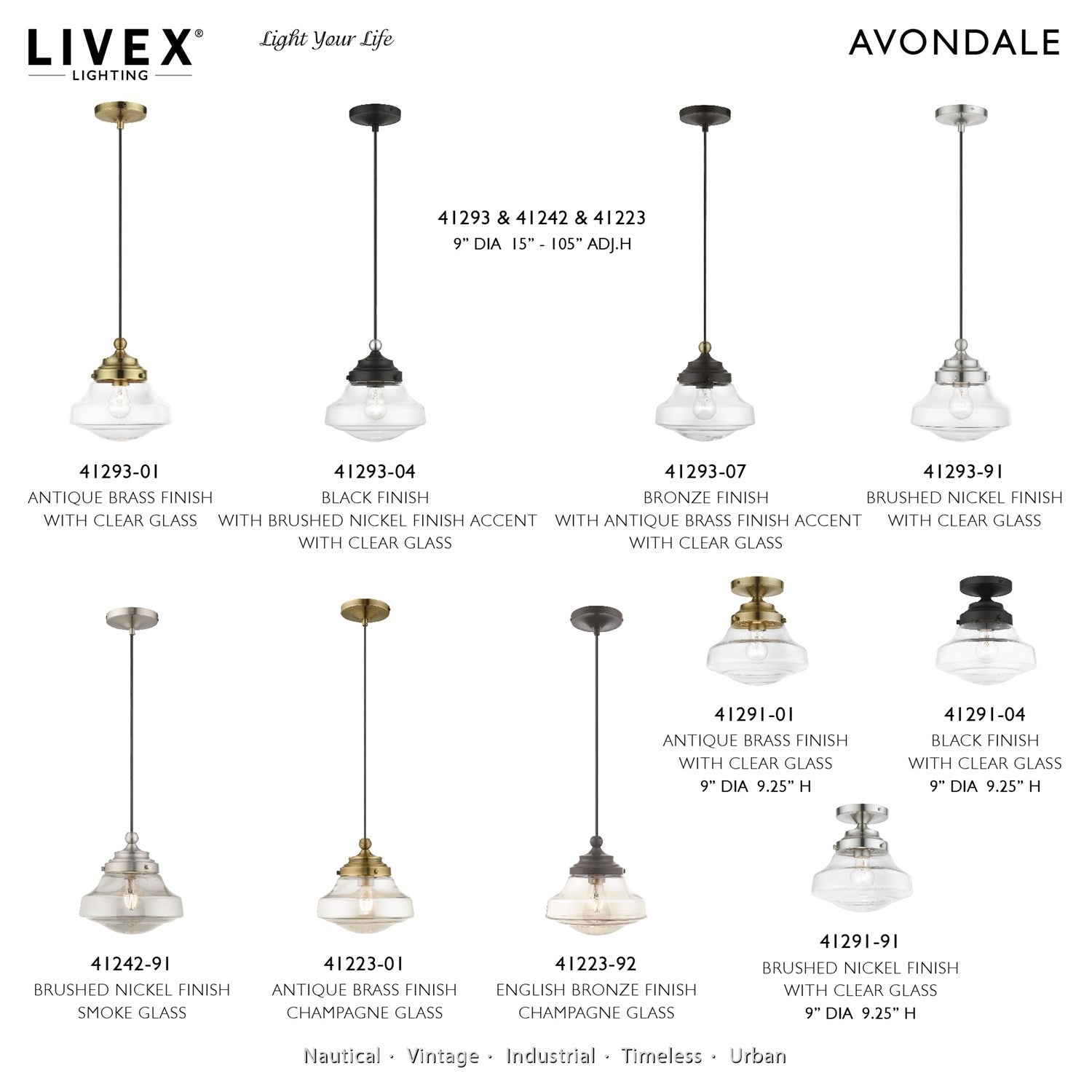 1 Light Brushed Nickel Mini Pendant