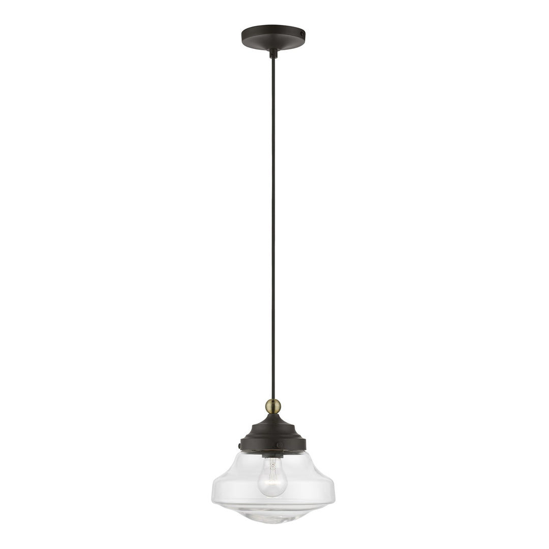 1 Light Bronze With Antique Brass Accent Mini Pendant by Livex Lighting