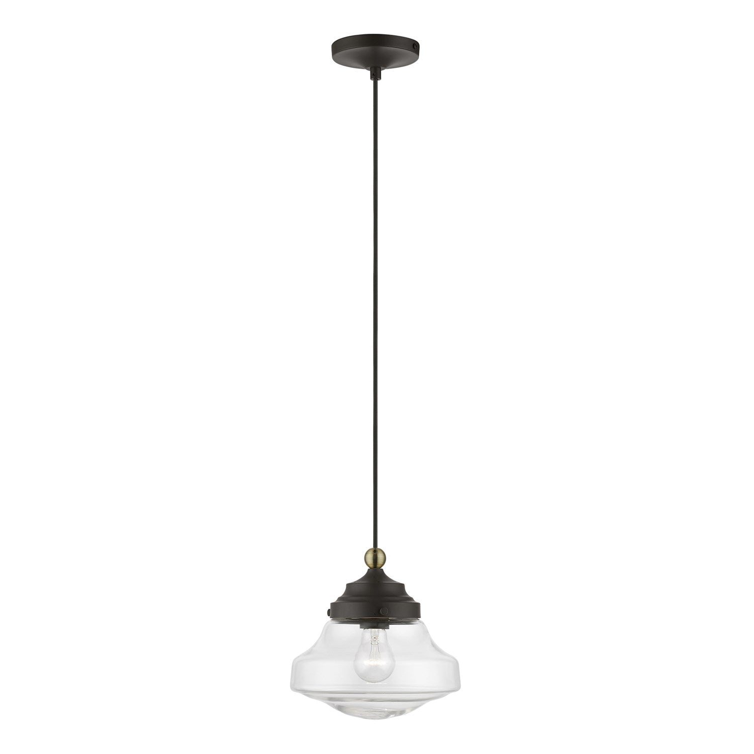 1 Light Bronze With Antique Brass Accent Mini Pendant by Livex Lighting
